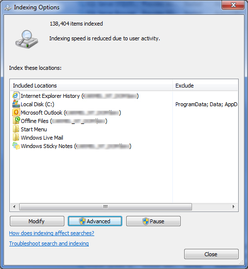 advanced search options windows 7 hidden files